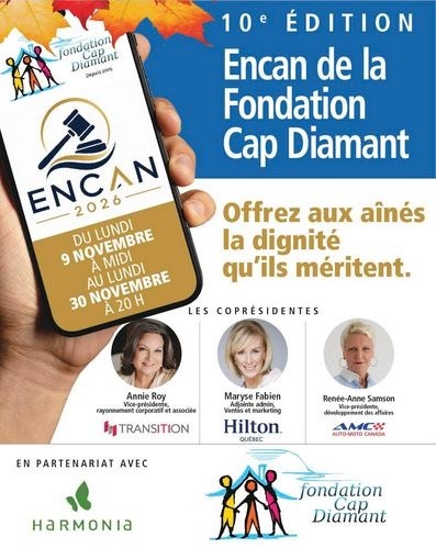 Bienvenue au Dixième encan de la Fondation Cap Diamant